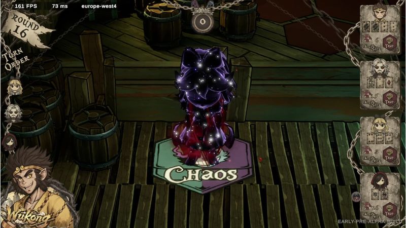 Alice in Neverbound standing on the Chaos tile.